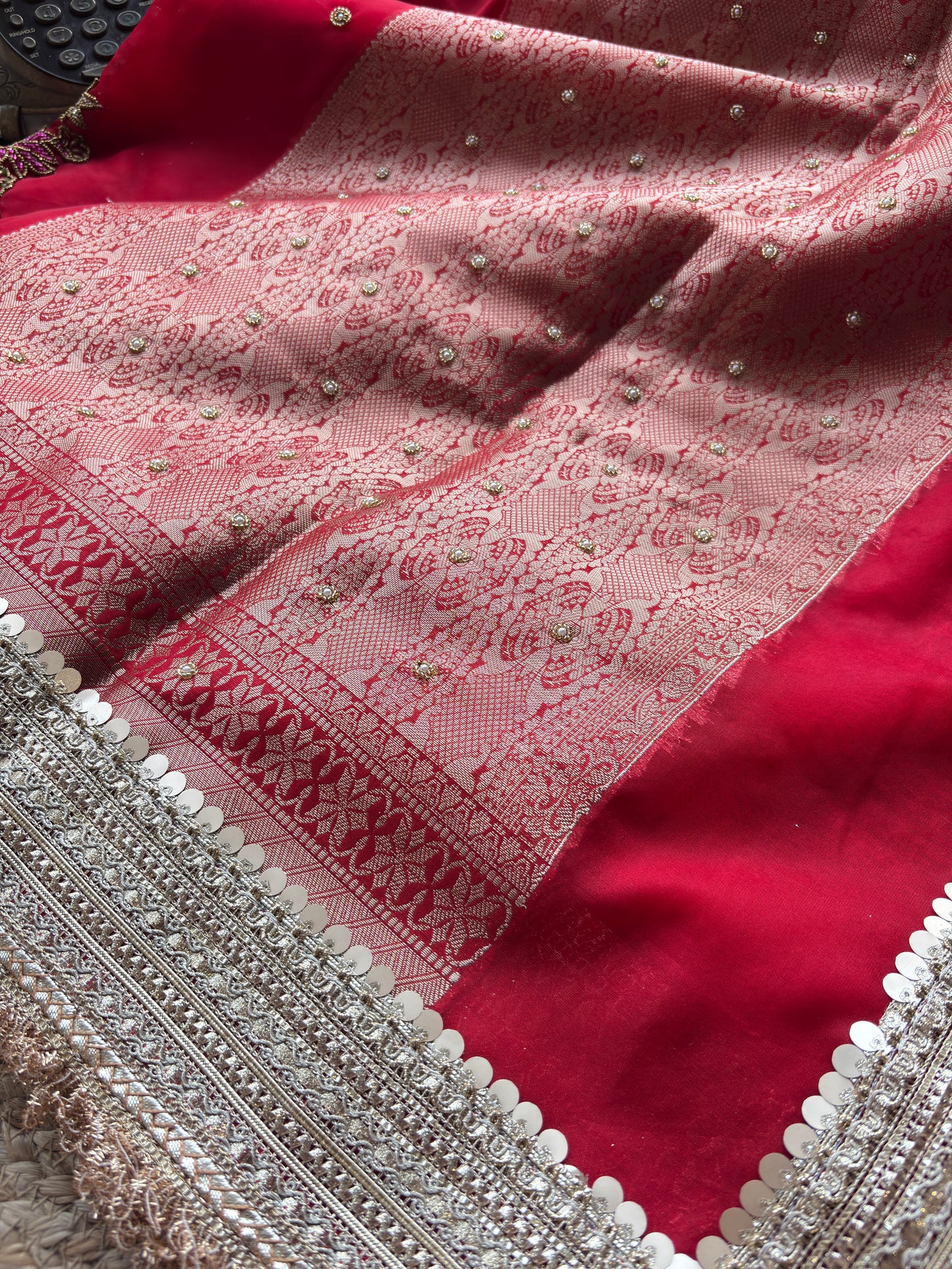 Nandi Maharani Designer Saree with Zari Border & Sequin Work