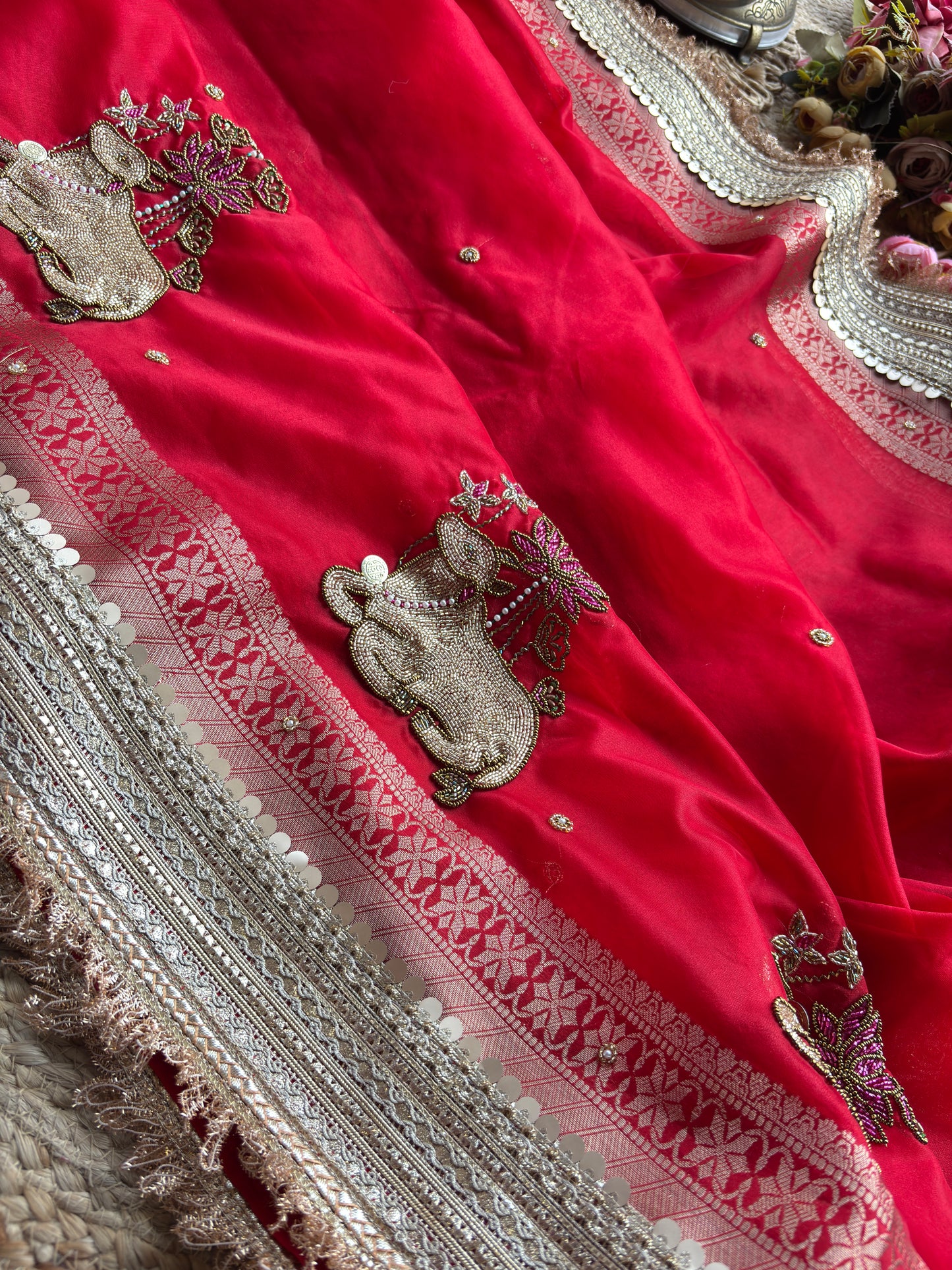 Nandi Maharani Designer Saree with Zari Border & Sequin Work