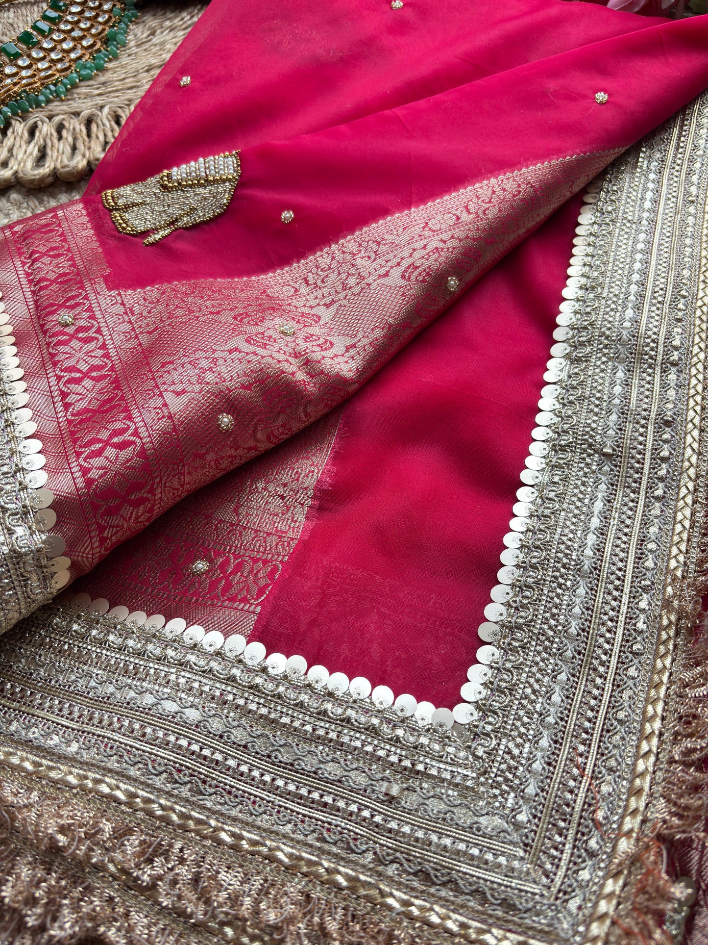 Royal Rani Saree with Zari Elephant Embroidered Border