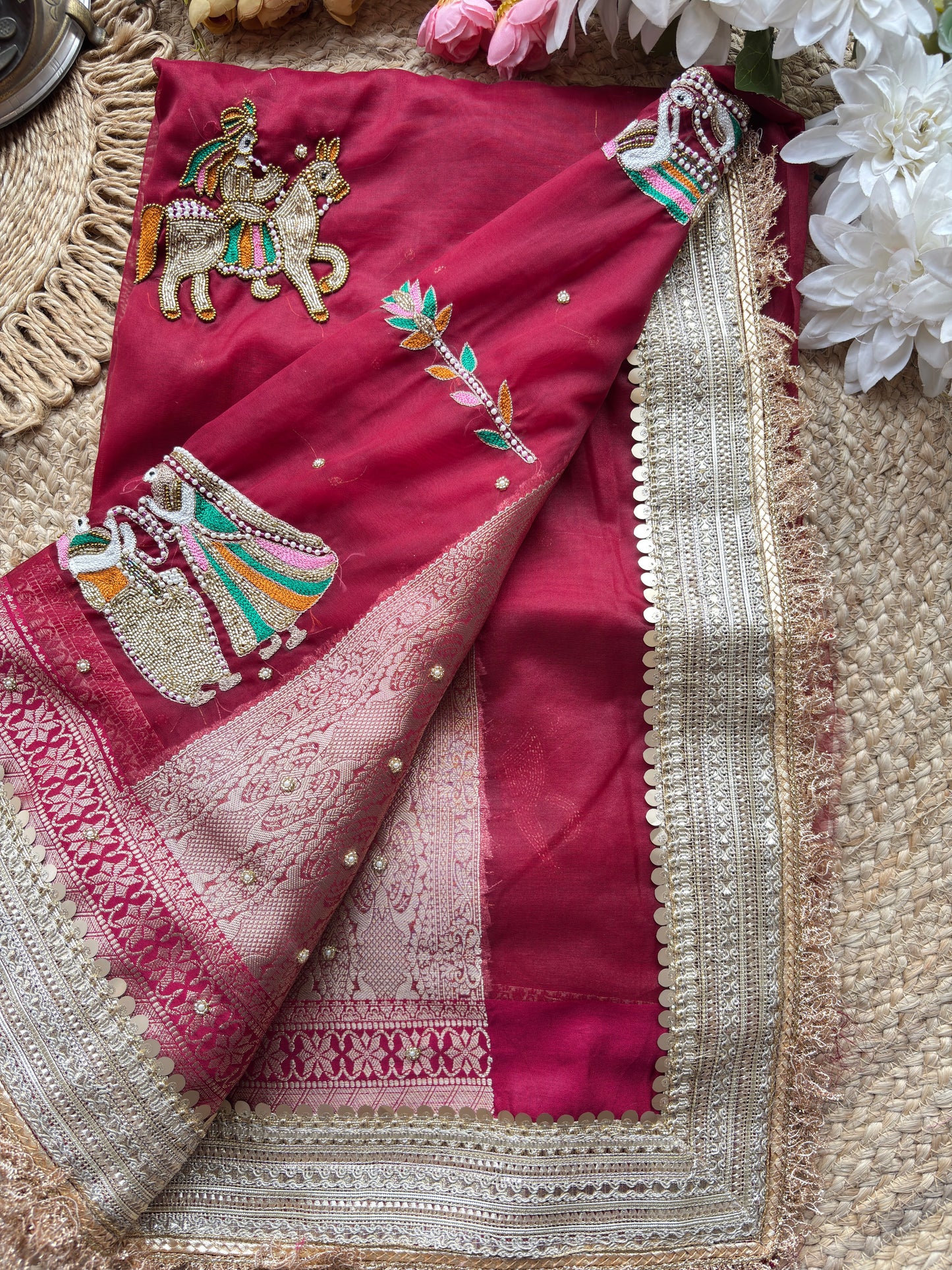 Swayamvar Maharani Saree With Heavy Golden Border