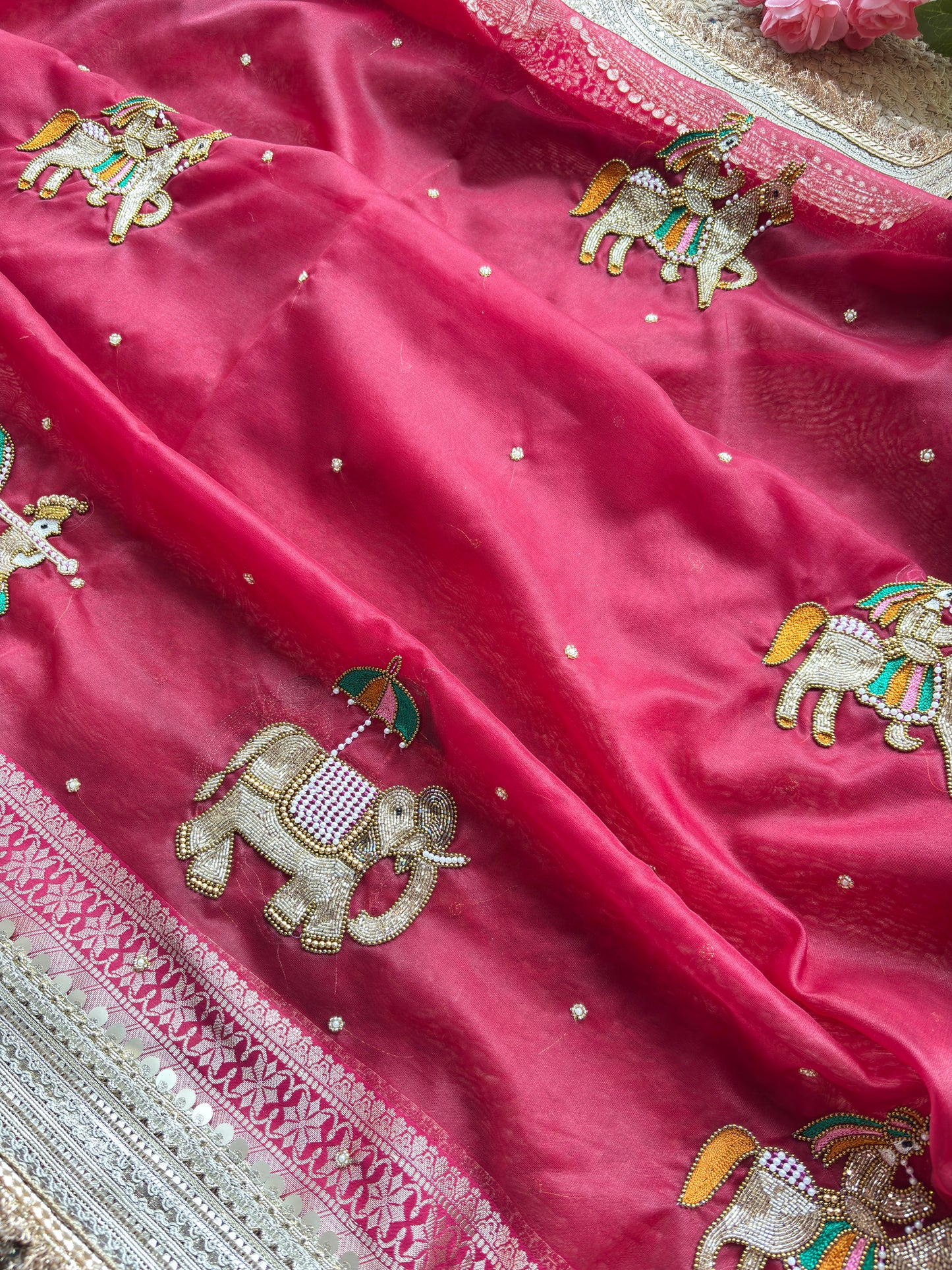 Swayamvar Maharani Saree With Heavy Golden Border
