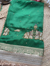 Green Gajraj Maharani Sarees With Heavy Golden Border