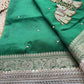 Green Gajraj Maharani Sarees With Heavy Golden Border