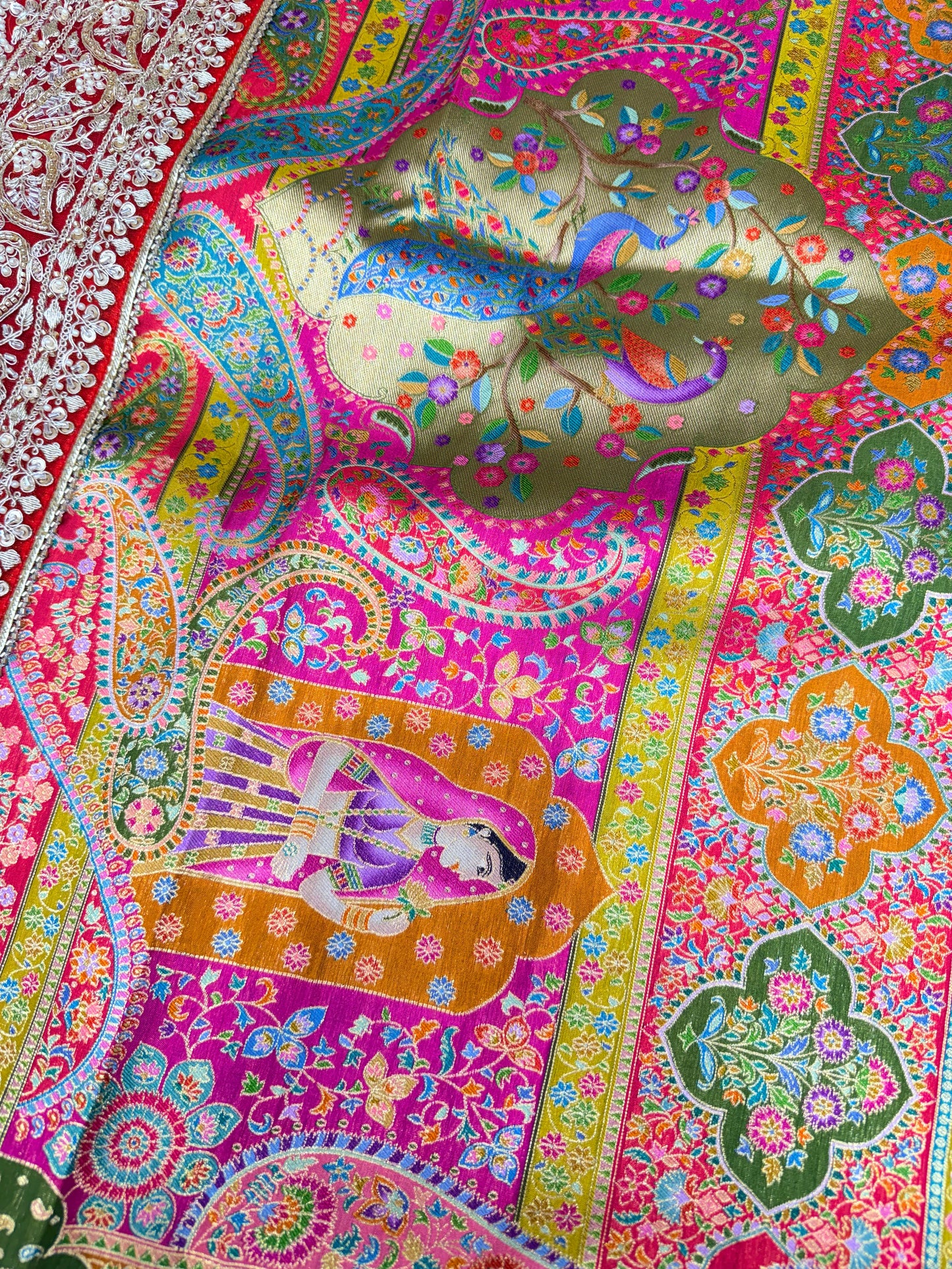 Elegant Turquoise Floral Banarasi Saree with Embroidered Border