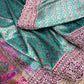 Elegant Turquoise Floral Banarasi Saree with Embroidered Border
