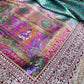 Elegant Turquoise Floral Banarasi Saree with Embroidered Border