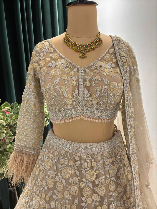 Champagne Gold Heavy Embroidered Designer Lehenga Set