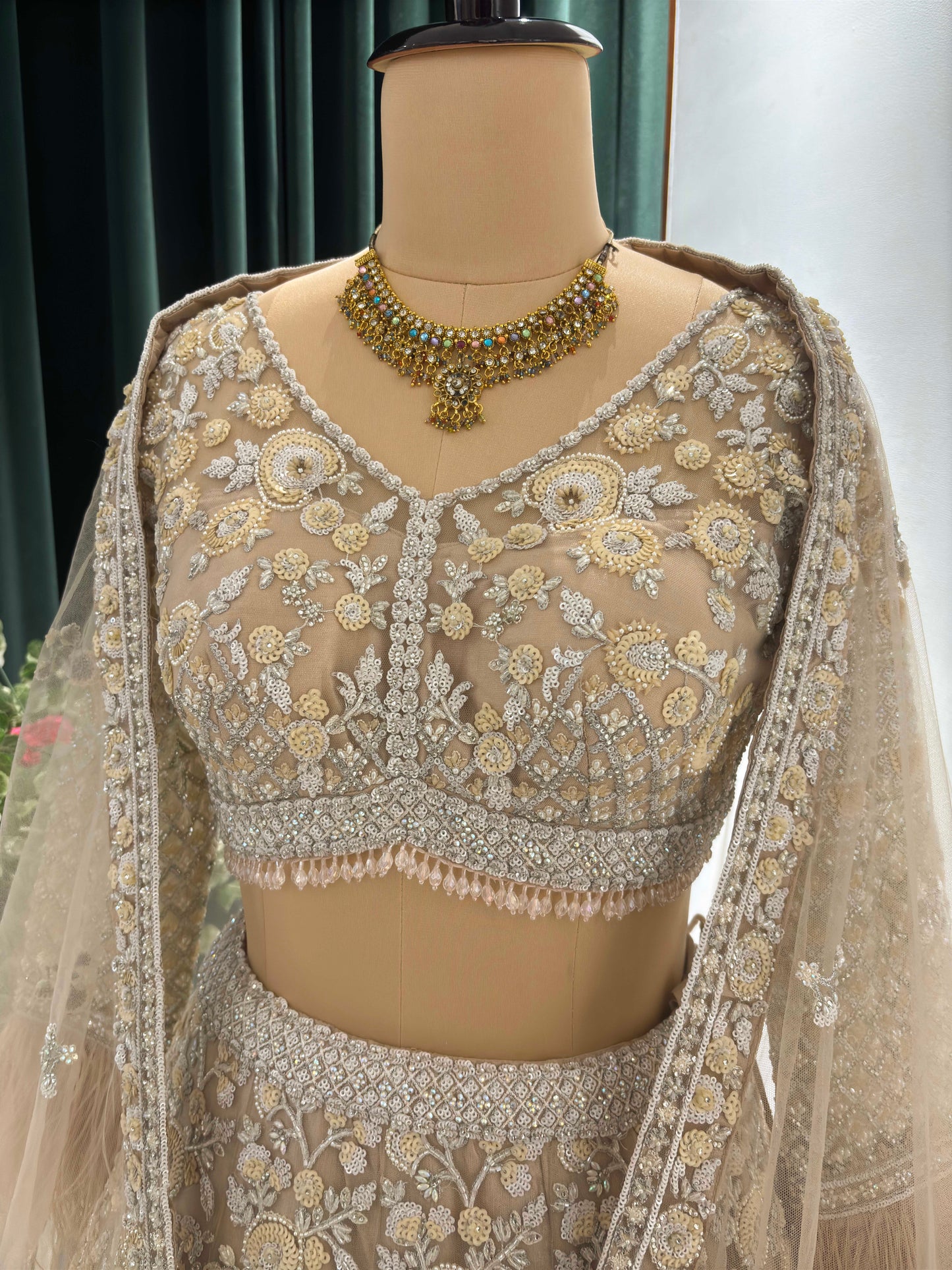 Champagne Gold Heavy Embroidered Designer Lehenga Set