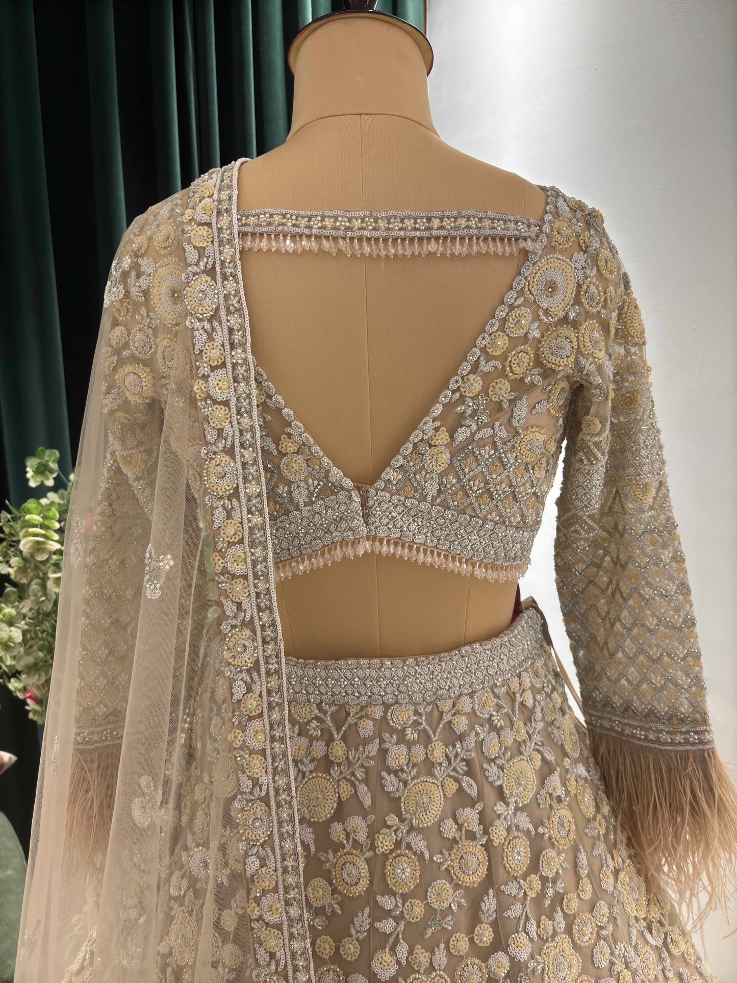Champagne Gold Heavy Embroidered Designer Lehenga Set