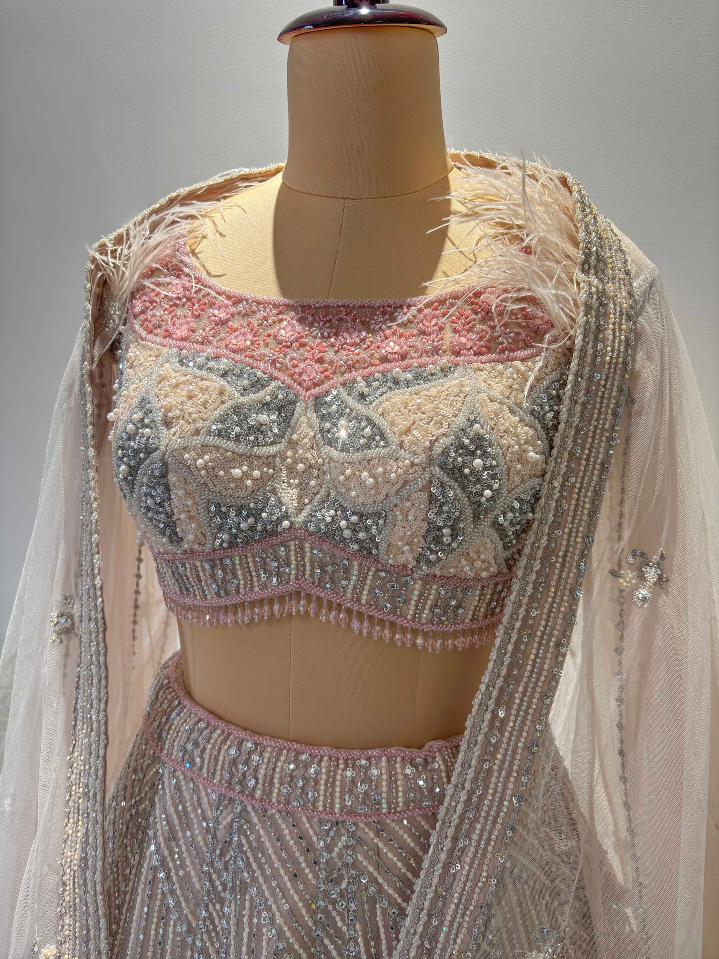Designer Inspired Lehenga with Miror, Sequins & Pearl Work
