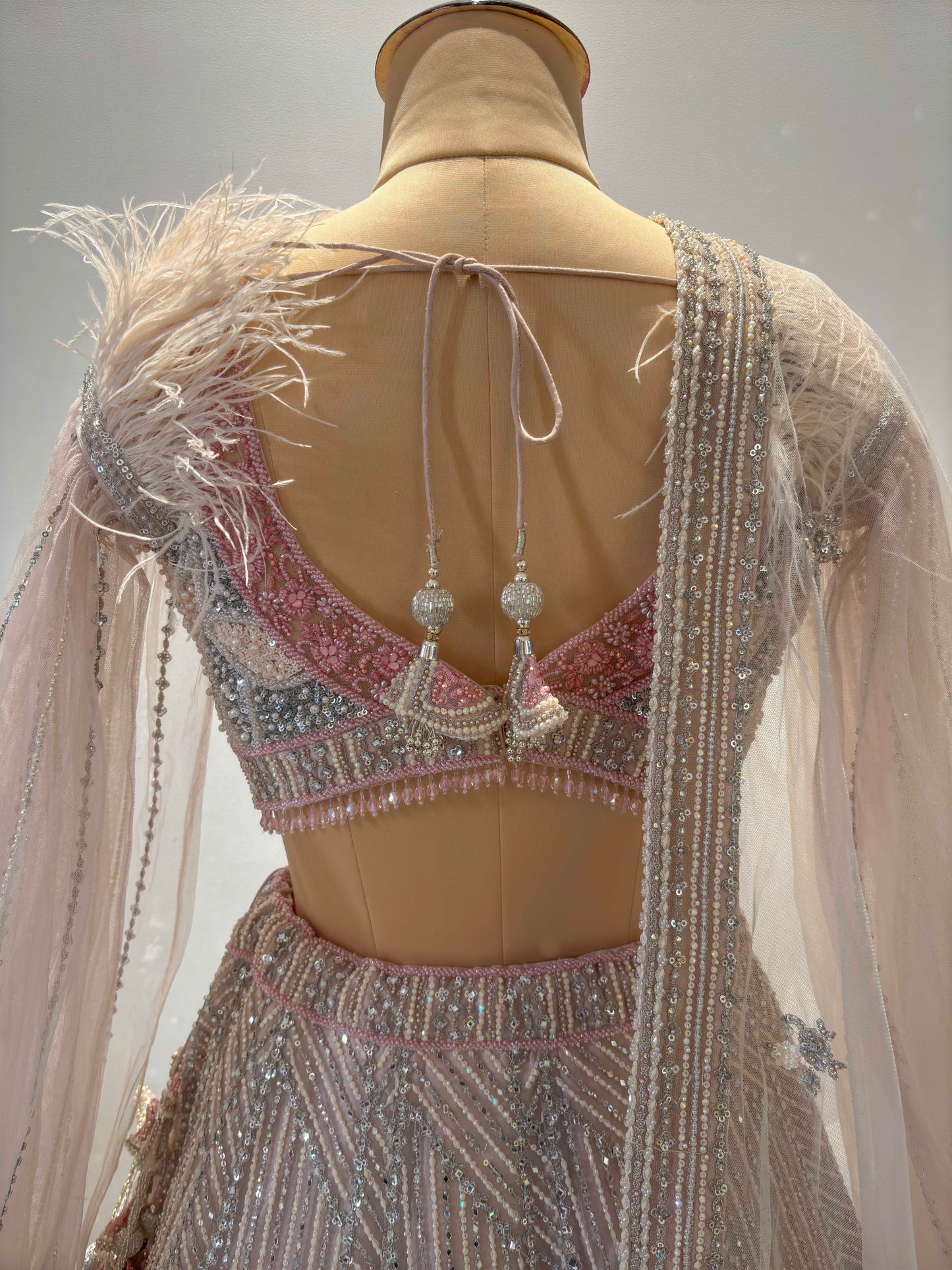 Designer Inspired Lehenga with Miror, Sequins & Pearl Work