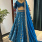 Purple Bandhani Print Embroidered Festive Lehenga Set