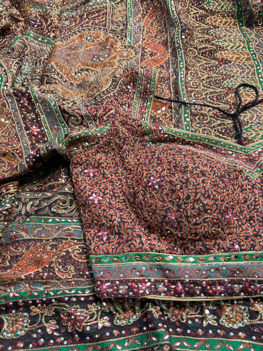 Traditional Multicolor Designer Saree with Paisley Print & Embroidered Blouse