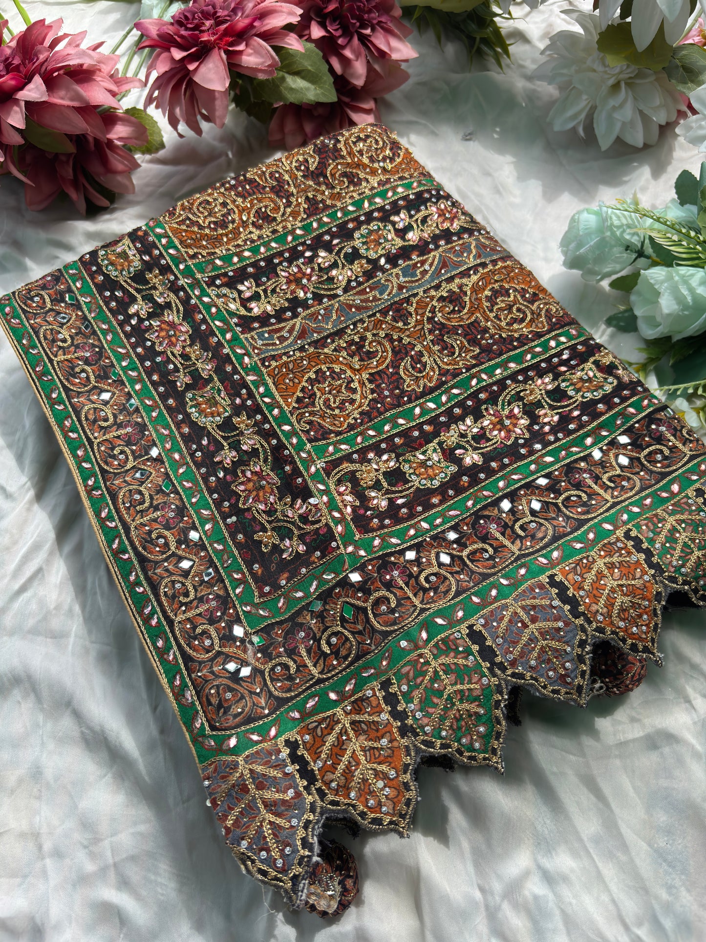 Traditional Multicolor Designer Saree with Paisley Print & Embroidered Blouse