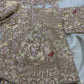 Ivory Gold Designer Saree with Floral Embroidery & Pearl Work Blouse