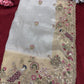Elegant Ivory Silk Saree with Peacock Embroidery & Heavy Bridal Blouse