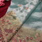 Sea Blue Silk Saree with Peacock Embroidery & Heavy Designer Blouse