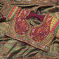 Banarasi Silk Saree with Multicolor Border & Designer Embroidered Blouse