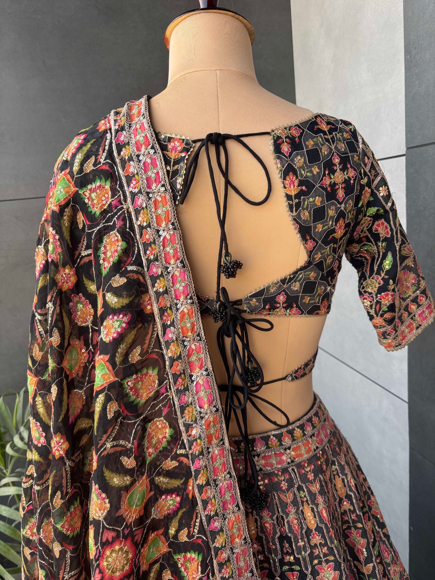 Black Organza Highlighted Sequins & Zari Work Lehenga