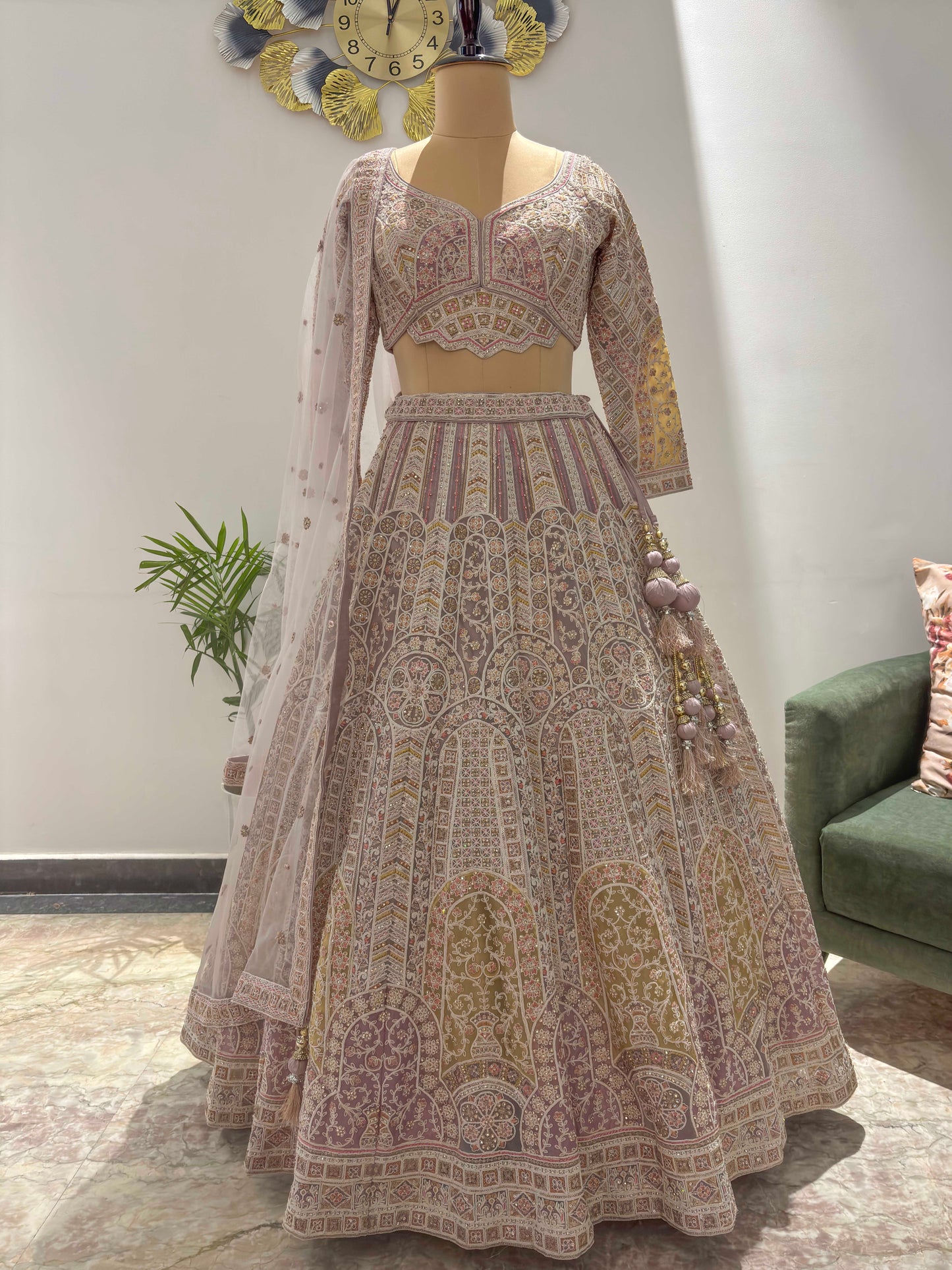 Pink Color Lehenga with Sequins & American Diamond Work
