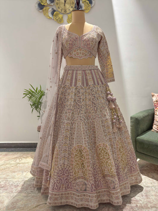 Pink Color Lehenga with Sequins & American Diamond Work