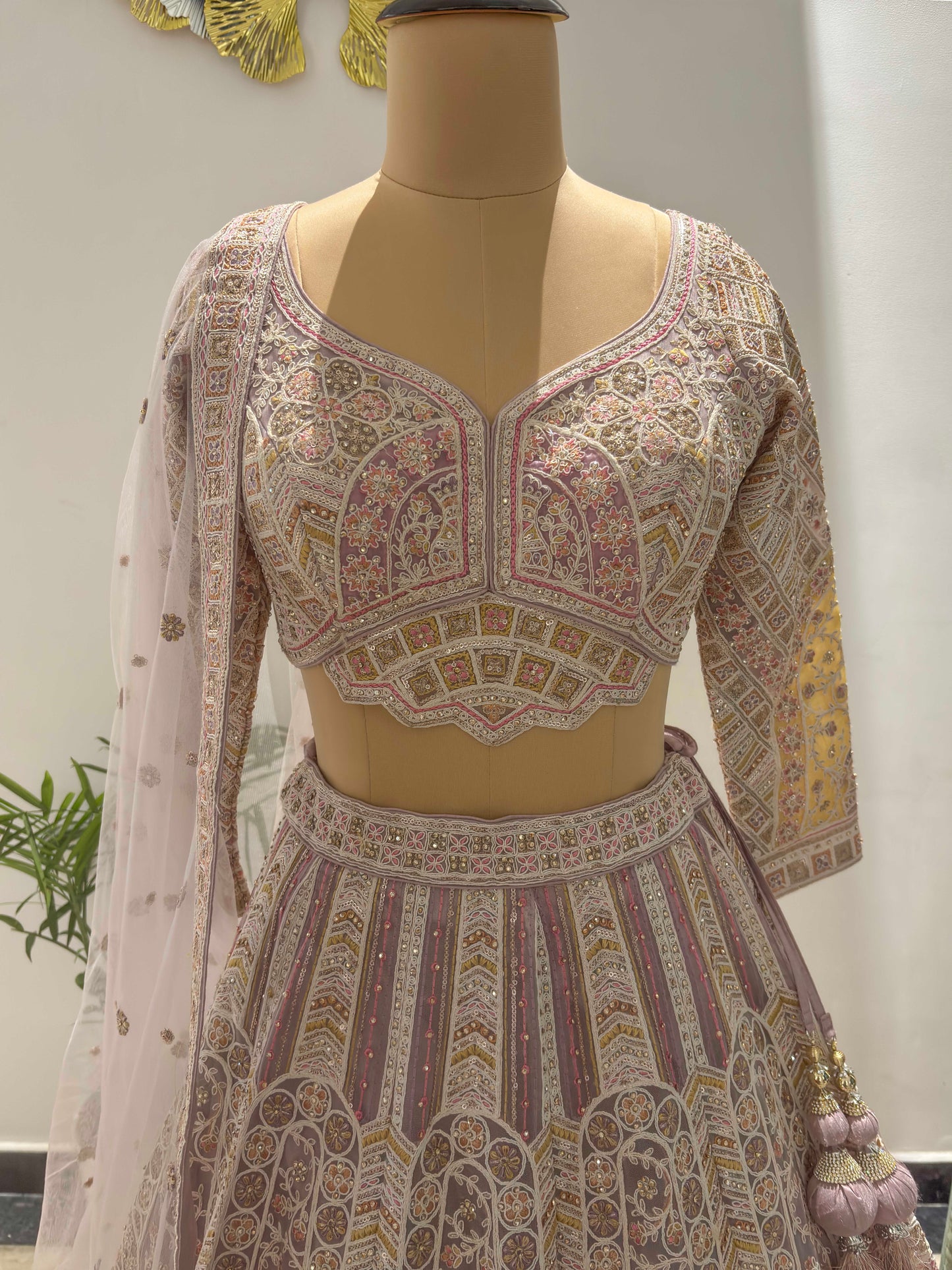 Pink Color Lehenga with Sequins & American Diamond Work