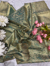 Green Kanchipuram Silk Saree with Floral Zari Weaving