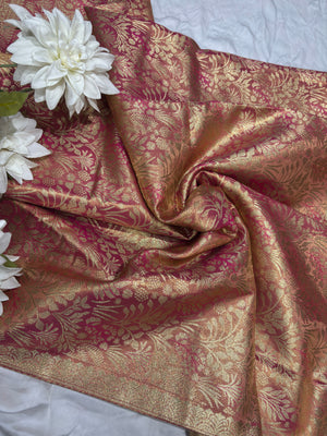 Rani Kanchipuram Silk Saree with Floral Zari Weaving