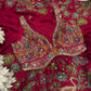 Hot Pink Designer Saree with Multicolor Embroidery & Mirror Work Blouse