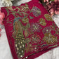 Hot Pink Designer Saree with Multicolor Embroidery & Mirror Work Blouse