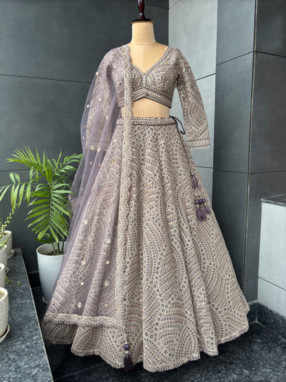 Lavender-Purple Colour Lehenga with Sequins & Zari Work