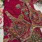 Hot Pink Designer Saree with Multicolor Embroidery & Mirror Work Blouse