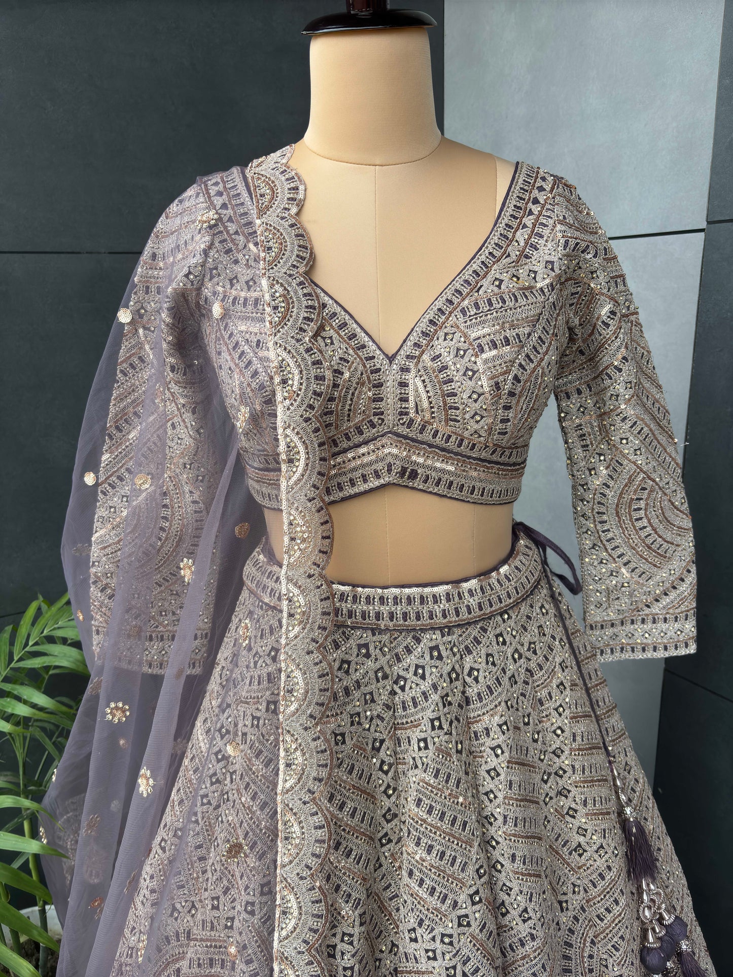 Lavender-Purple Colour Lehenga with Sequins & Zari Work