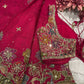 Hot Pink Designer Saree with Multicolor Embroidery & Mirror Work Blouse