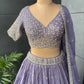 Lavender Colour Lehenga with Pearl & Sequins Work