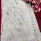 Ivory Saree with Multicolor Floral Embroidery & Sequin Work