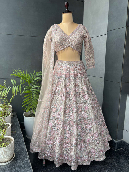 Pink Colour Lehenga with Resham and Sequins Work