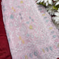 Blush Pink Saree with Multicolor Floral Embroidery & Sequin Work