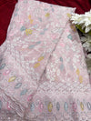 Blush Pink Saree with Multicolor Floral Embroidery & Sequin Work