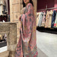 Dusty Rose Saree with Floral Embroidery & Designer Blouse
