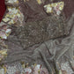Champagne Sequin Saree with 3D Floral Embroidery & Designer Blouse