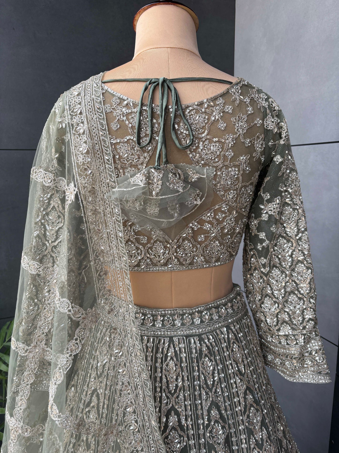 Green Colour Lehenga with Zari & Sequins Work