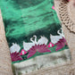 Rajhansani Green Designer Saree with Lotus Embroidery Golden Border