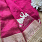 Rajhansani Rani Designer Saree with Lotus Embroidery Golden Border