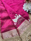 Rajhansani Rani Designer Saree with Lotus Embroidery Golden Border
