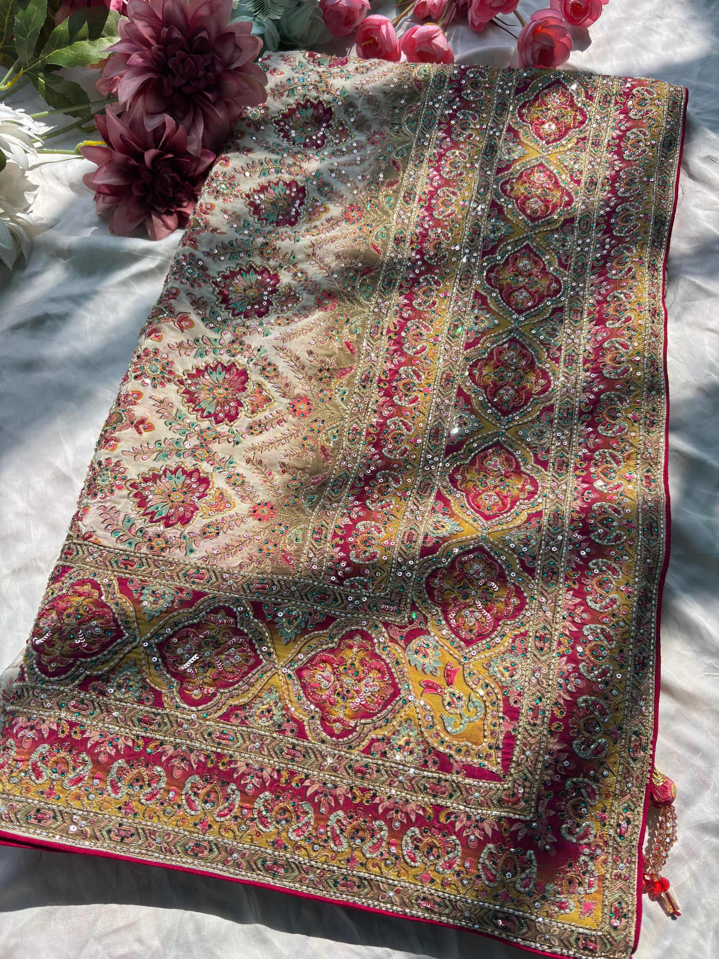 Designer Saree with Heavy Embroidery & Statement Blouse