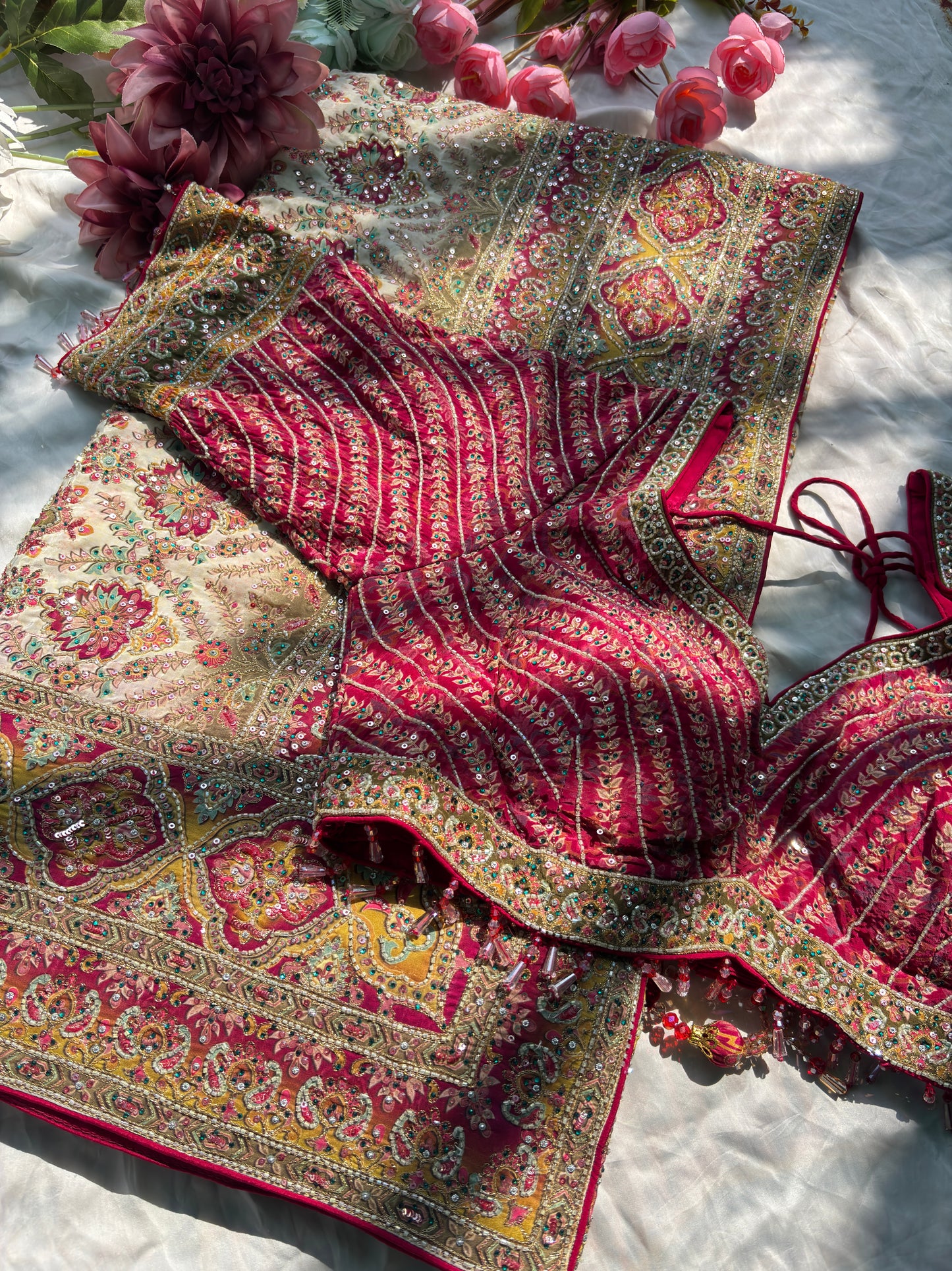 Designer Saree with Heavy Embroidery & Statement Blouse