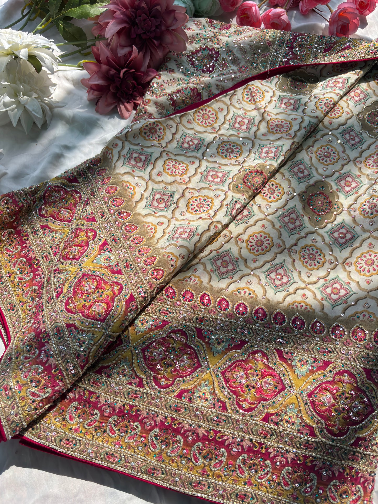 Designer Saree with Heavy Embroidery & Statement Blouse