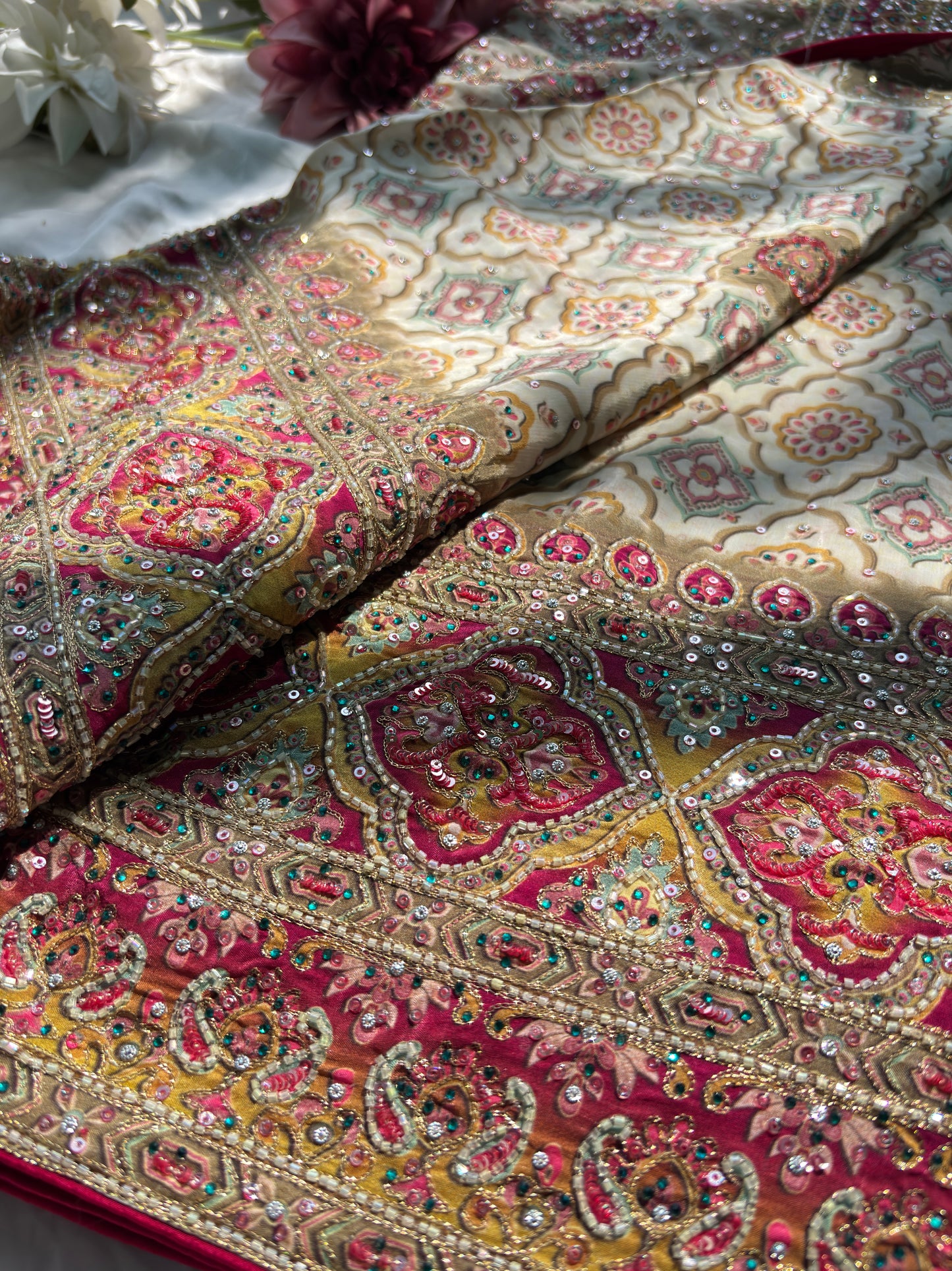 Designer Saree with Heavy Embroidery & Statement Blouse