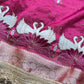 Rajhansani Rani Designer Saree with Lotus Embroidery Golden Border